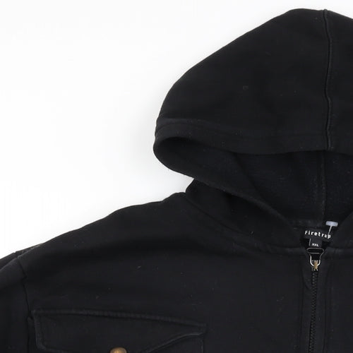 Firetrap Mens Black Cotton Full Zip Hoodie Size 2XL
