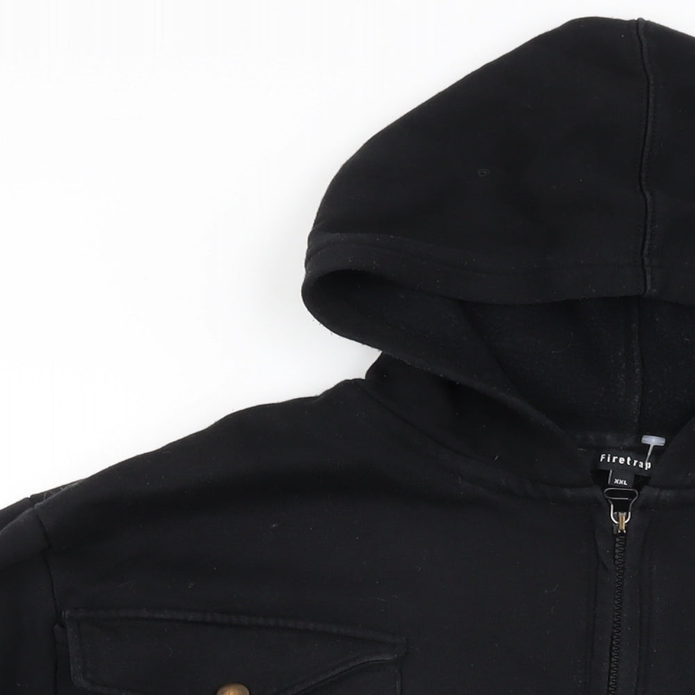 Firetrap Mens Black Cotton Full Zip Hoodie Size 2XL