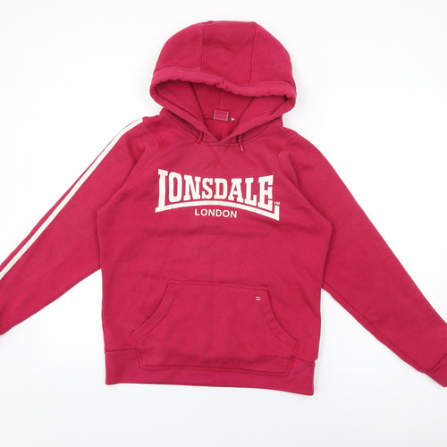 Lonsdale Womens Pink Cotton Pullover Hoodie Size 10 Pullover