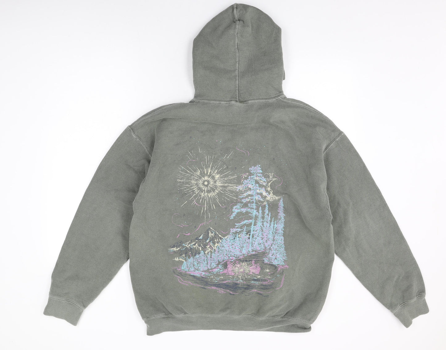 Urban Outfitters Mens Green Cotton Pullover Hoodie Size S