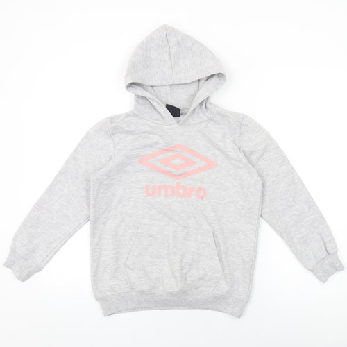 Umbro Girls Grey Cotton Pullover Hoodie Size 11-12 Years Pullover