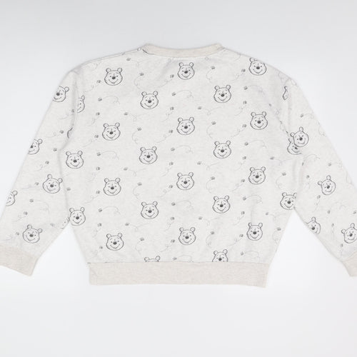 Disney Womens White Geometric Cotton Pullover Sweatshirt Size 10 Pullover - Winnie The Pooh Print