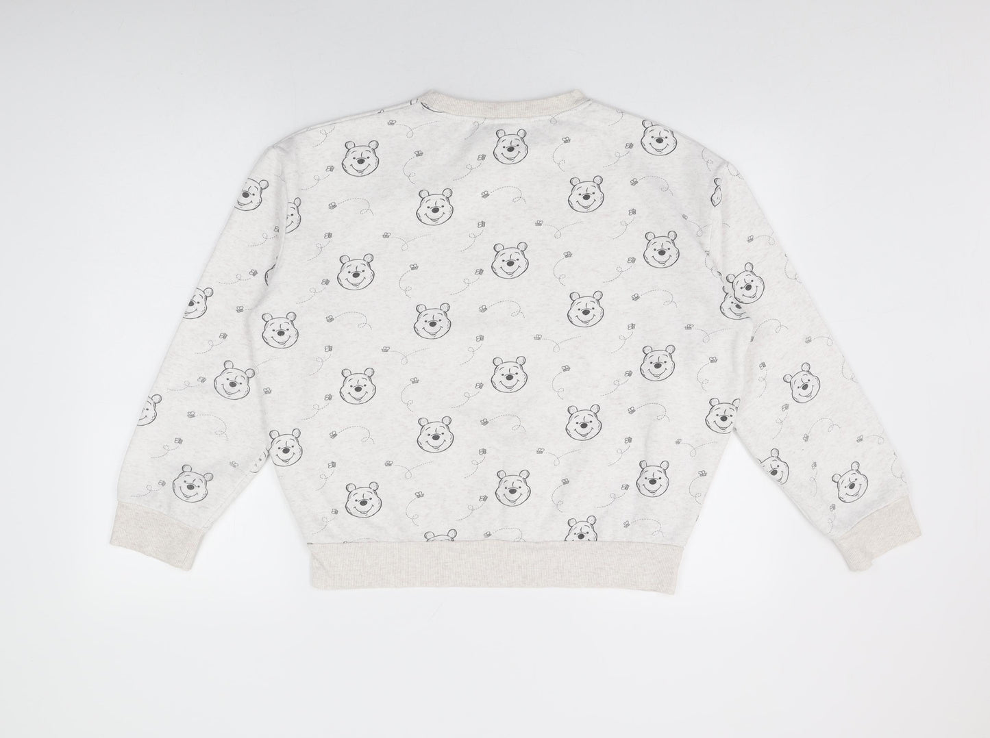 Disney Womens White Geometric Cotton Pullover Sweatshirt Size 10 Pullover - Winnie The Pooh Print