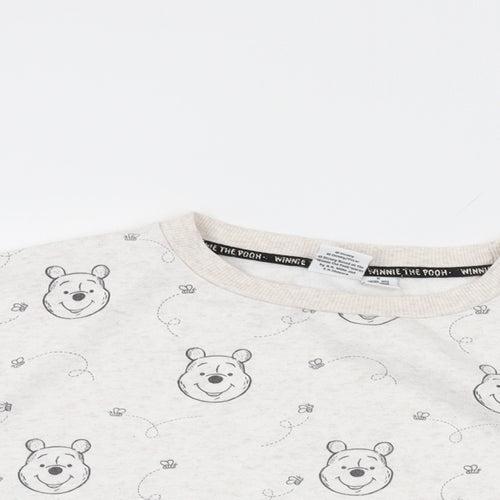 Disney Womens White Geometric Cotton Pullover Sweatshirt Size 10 Pullover - Winnie The Pooh Print