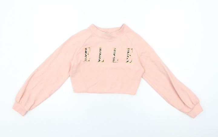 ELLE Girls Pink Cotton Pullover Sweatshirt Size 8-9 Years Pullover