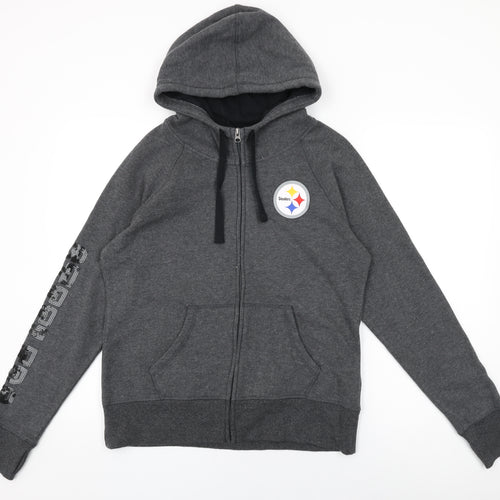 NFL Womens Grey Cotton Full Zip Hoodie Size L Zip - Steelers