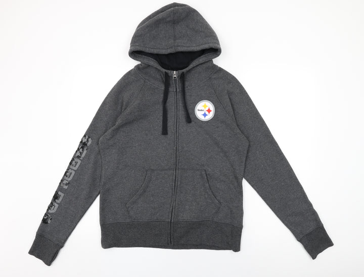 NFL Womens Grey Cotton Full Zip Hoodie Size L Zip - Steelers