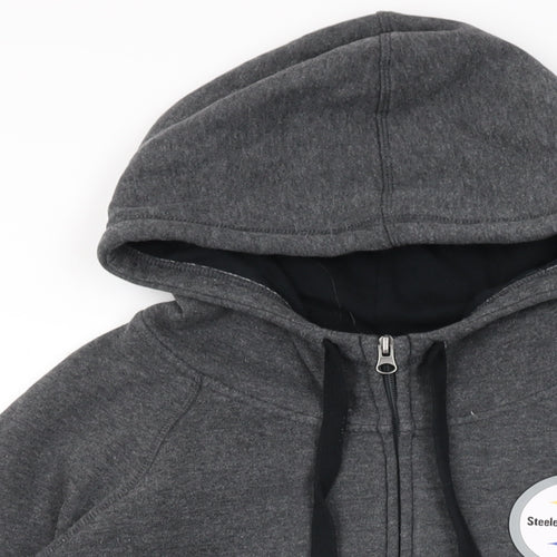 NFL Womens Grey Cotton Full Zip Hoodie Size L Zip - Steelers