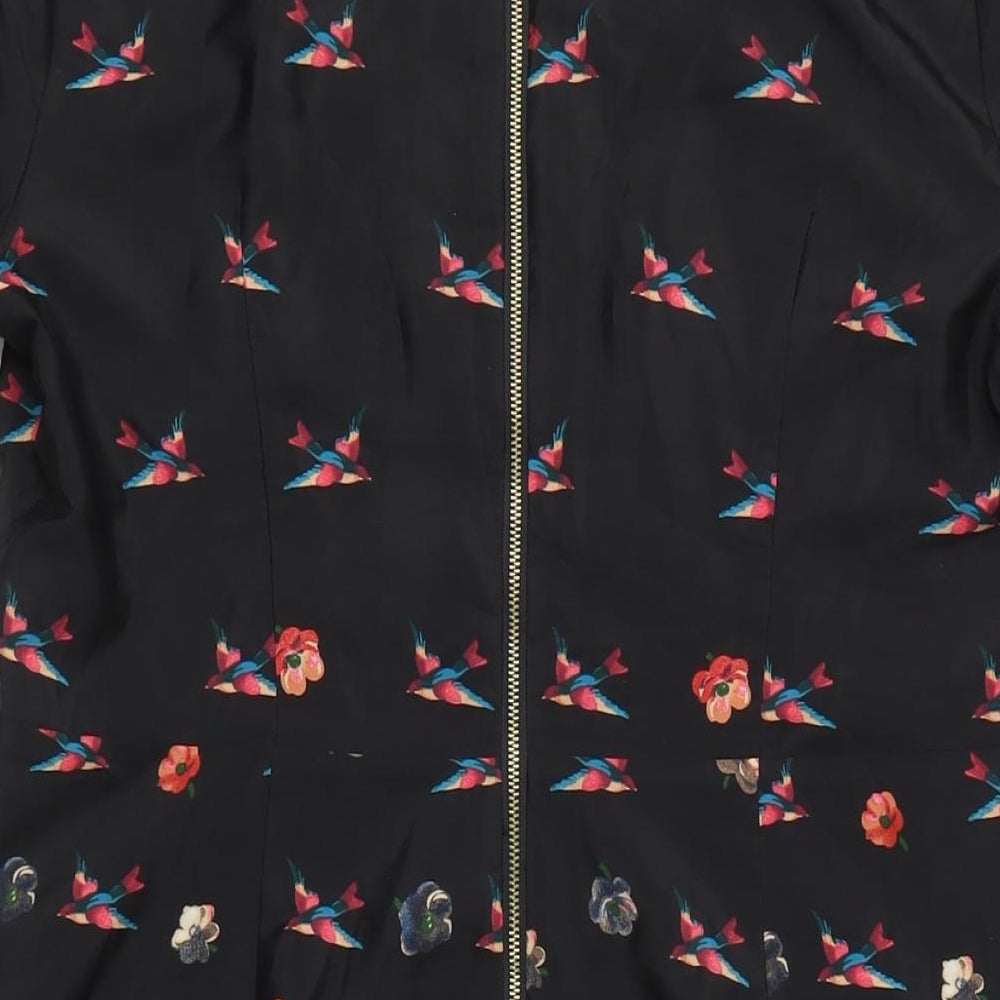 Oasis Women's Black Floral Shift Dress Size 14