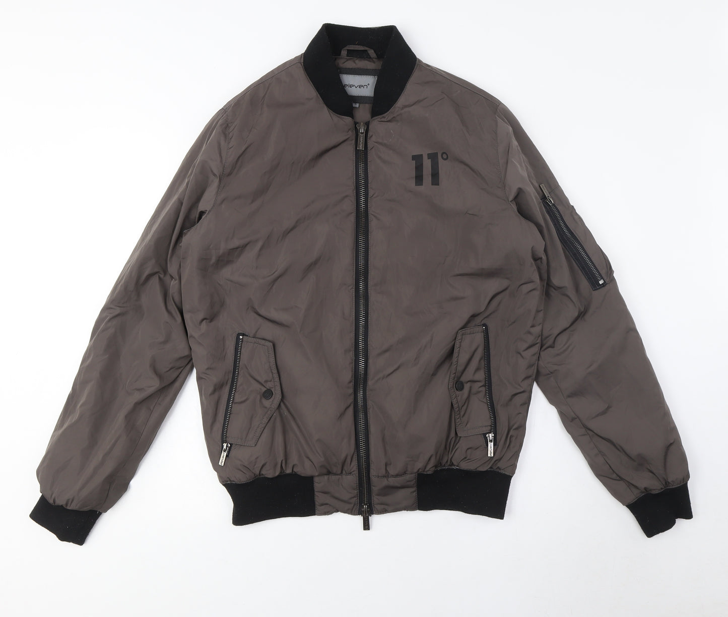 11 Degrees Grey Bomber Jacket, Casual, Size S, Urban Style