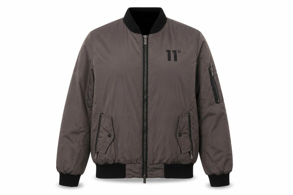 Front view of 11 Degrees Grey Bomber Jacket, Casual, size S, Urban Style