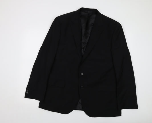 Marks and Spencer Mens Black Polyester Jacket Suit Jacket Size 44 Regular