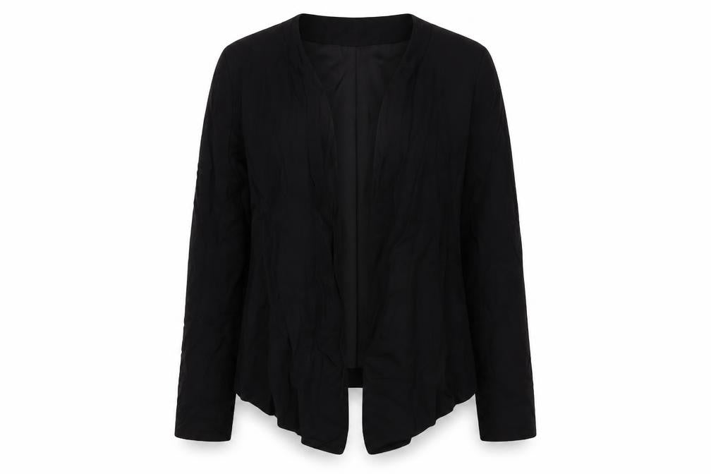 Front view of H&M women’s black jacket, size UK 8