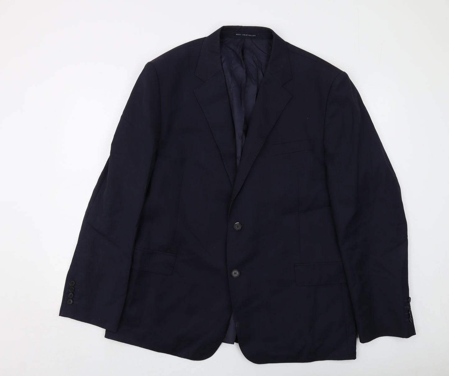 Paul Costelloe Mens Blue Wool Jacket Suit Jacket Size 48 Regular