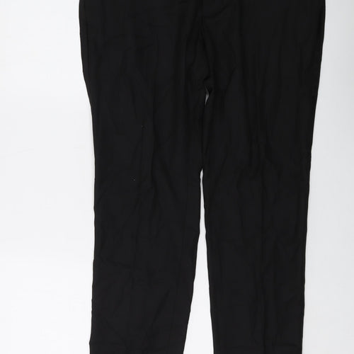 Marks and Spencer Mens Black Polyester Trousers Size 36 in L29 in Regular Button