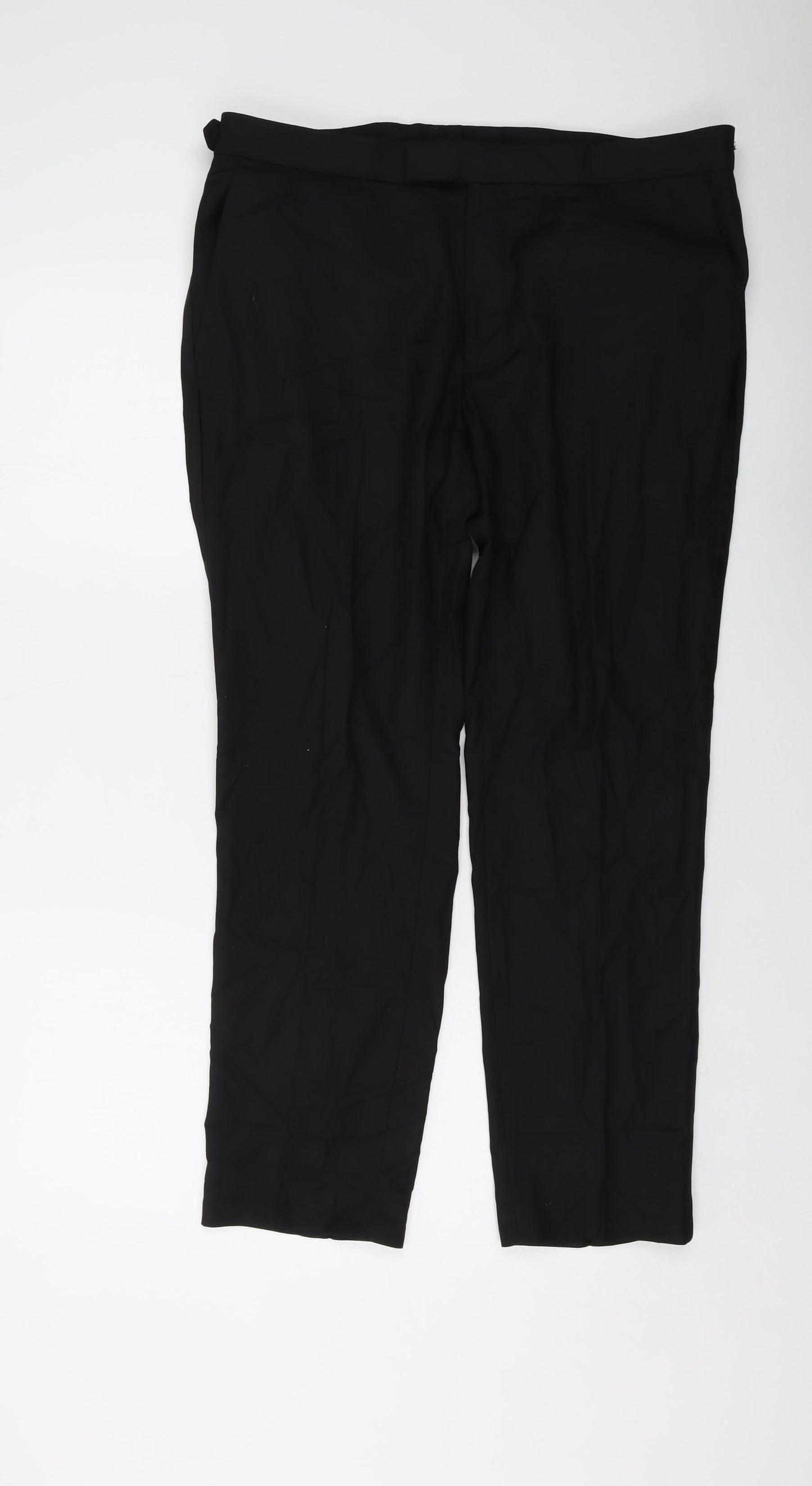 Marks and Spencer Mens Black Polyester Trousers Size 36 in L29 in Regular Button