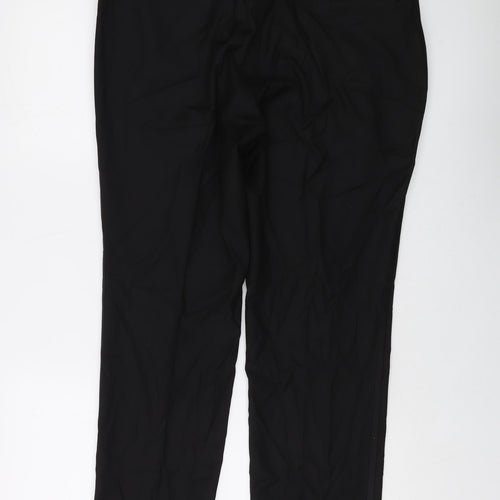 Marks and Spencer Mens Black Polyester Trousers Size 36 in L29 in Regular Button