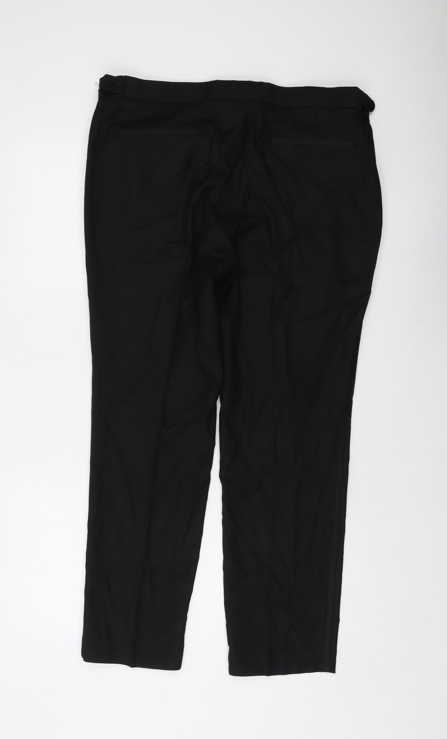 Marks and Spencer Mens Black Polyester Trousers Size 36 in L29 in Regular Button