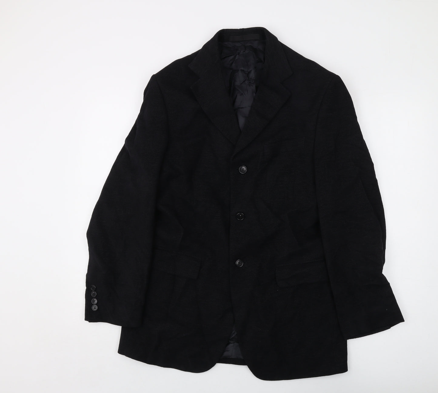 Marks and Spencer Mens Black Cotton Jacket Suit Jacket Size 38 Regular