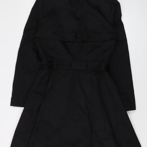 H&M Womens Black Overcoat Coat Size 10 Button