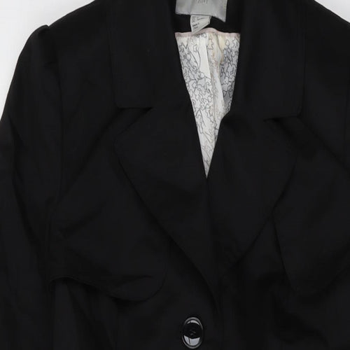 H&M Womens Black Overcoat Coat Size 10 Button
