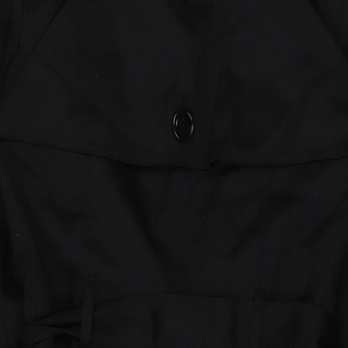 H&M Womens Black Overcoat Coat Size 10 Button
