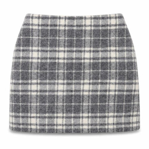 Uniqlo Womens Grey Plaid Wool Mini Skirt Size 26 in Zip