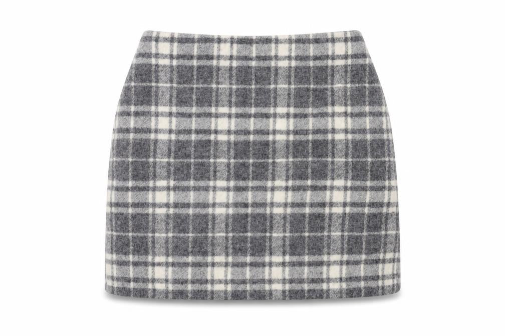Uniqlo Womens Grey Plaid Wool Mini Skirt Size 26 in Zip