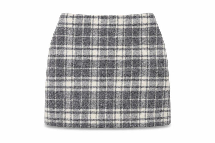 Uniqlo Womens Grey Plaid Wool Mini Skirt Size 26 in Zip