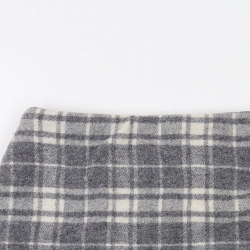 Uniqlo Womens Grey Plaid Wool Mini Skirt Size 26 in Zip