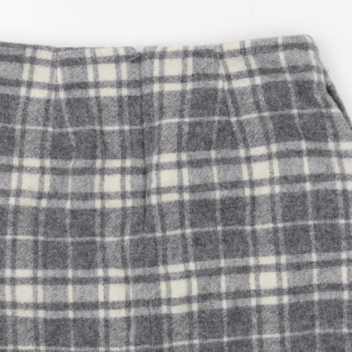 Uniqlo Womens Grey Plaid Wool Mini Skirt Size 26 in Zip