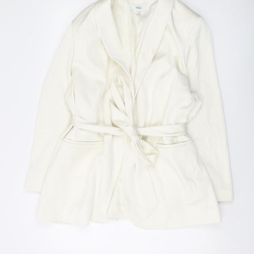 Marks and Spencer Womens Ivory Jacket Size 24 Tie