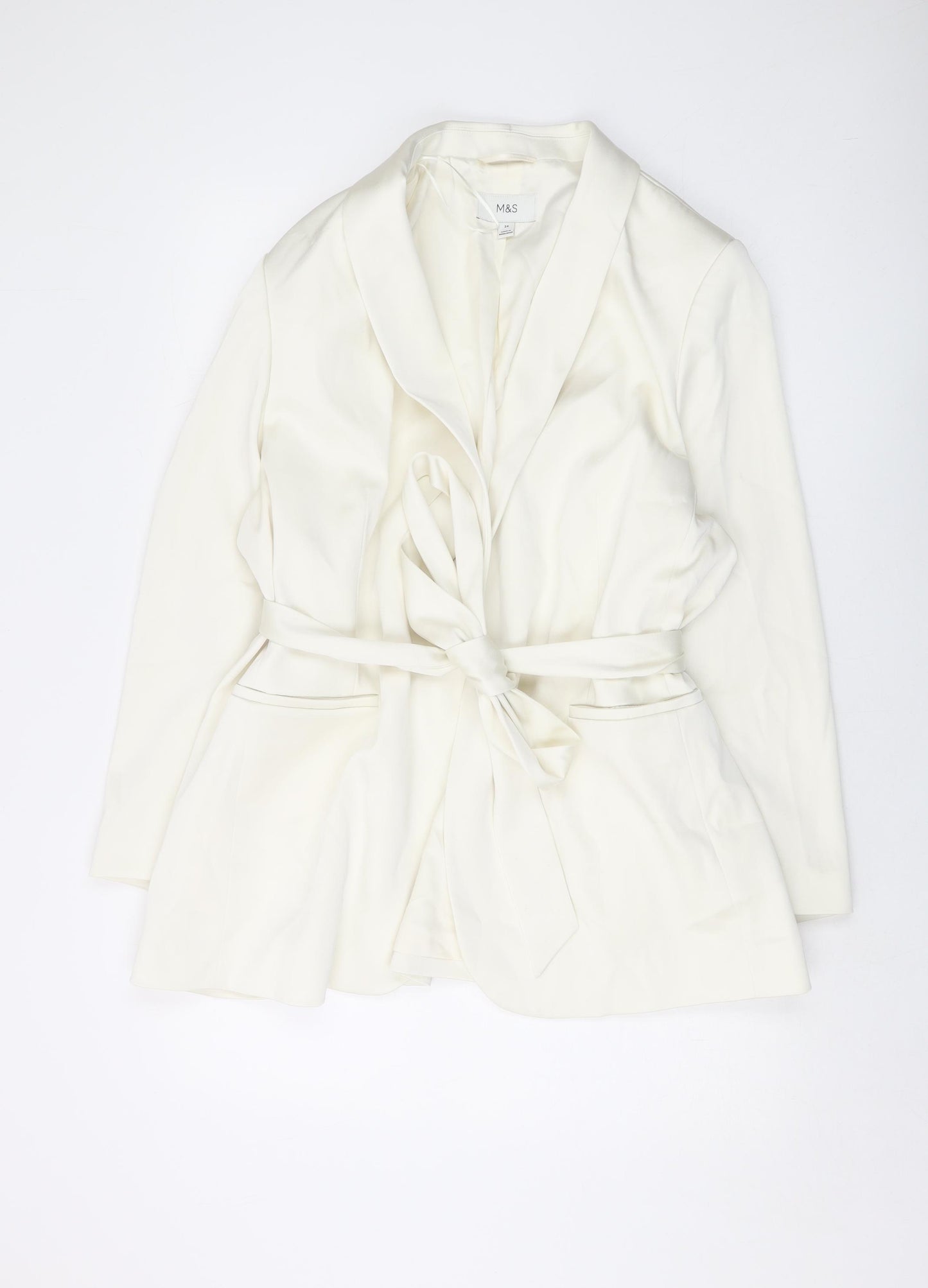 Marks and Spencer Womens Ivory Jacket Size 24 Tie