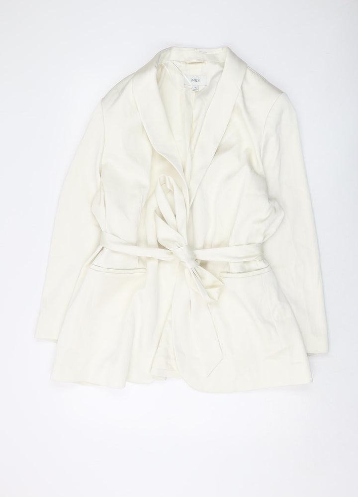 Marks and Spencer Womens Ivory Jacket Size 24 Tie