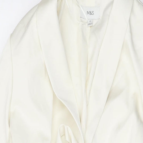 Marks and Spencer Womens Ivory Jacket Size 24 Tie