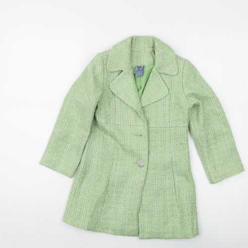 Pumpkin Patch Girls Green Overcoat Coat Size 6 Years Button