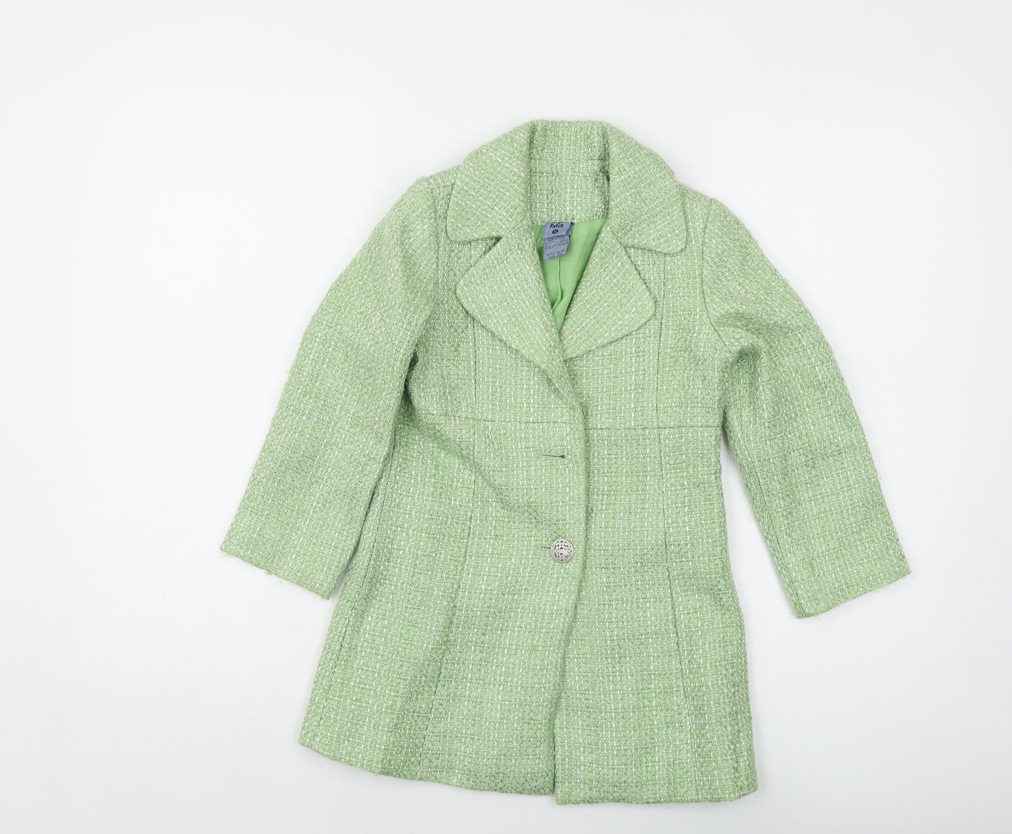 Pumpkin Patch Girls Green Overcoat Coat Size 6 Years Button
