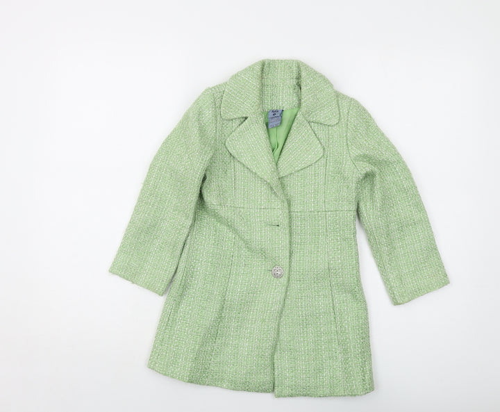 Pumpkin Patch Girls Green Overcoat Coat Size 6 Years Button
