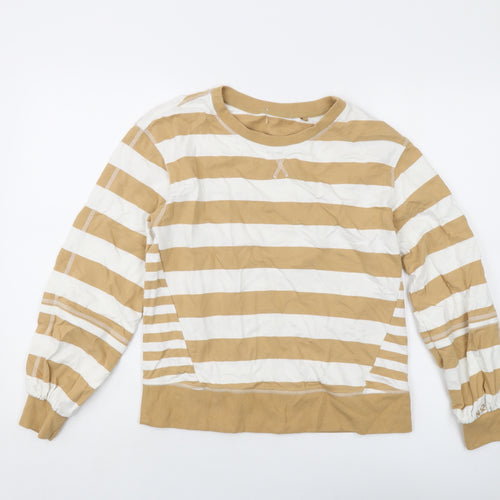 NEXT Womens Beige Striped Cotton Pullover Sweatshirt Size XS Pullover
