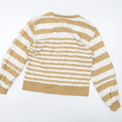 NEXT Womens Beige Striped Cotton Pullover Sweatshirt Size XS Pullover