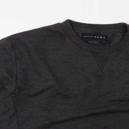 Zara Mens Grey Cotton Pullover Sweatshirt Size M