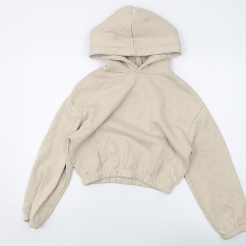 Zara Womens Beige Cotton Pullover Hoodie Size S Pullover