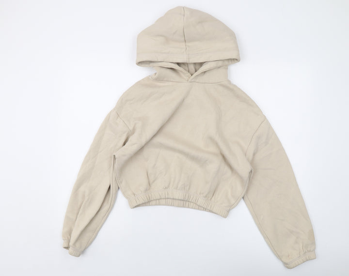 Zara Womens Beige Cotton Pullover Hoodie Size S Pullover