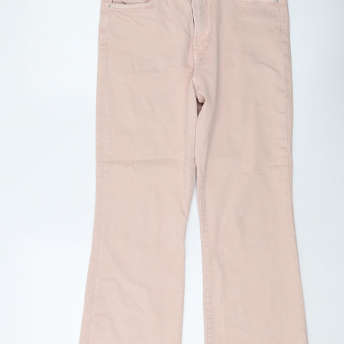 Mango Womens Pink Cotton Bootcut Jeans Size 14 L26 in Regular Button