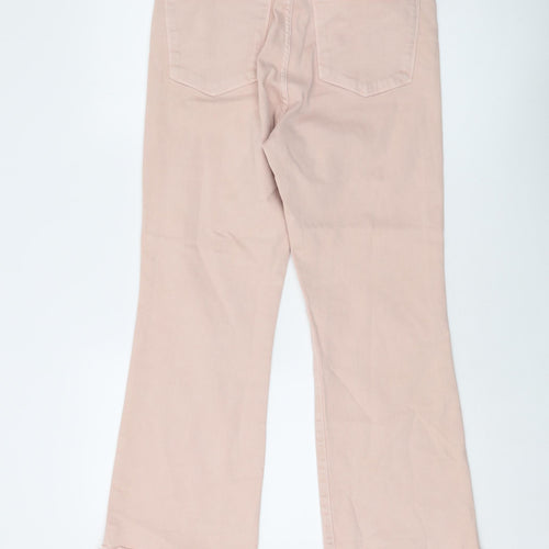 Mango Womens Pink Cotton Bootcut Jeans Size 14 L26 in Regular Button