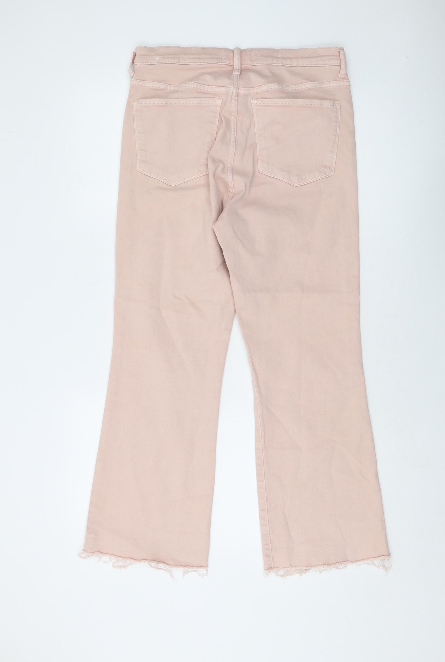 Mango Womens Pink Cotton Bootcut Jeans Size 14 L26 in Regular Button