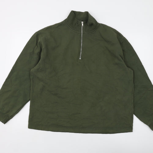 To-man Mens Green Cotton Pullover Sweatshirt Size L