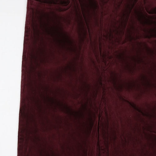 H&M Womens Red Cotton Trousers Size 14 L27 in Regular Button