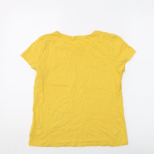 H&M Girls Yellow Cotton Basic T-Shirt Size 12-13 Years Round Neck Pullover