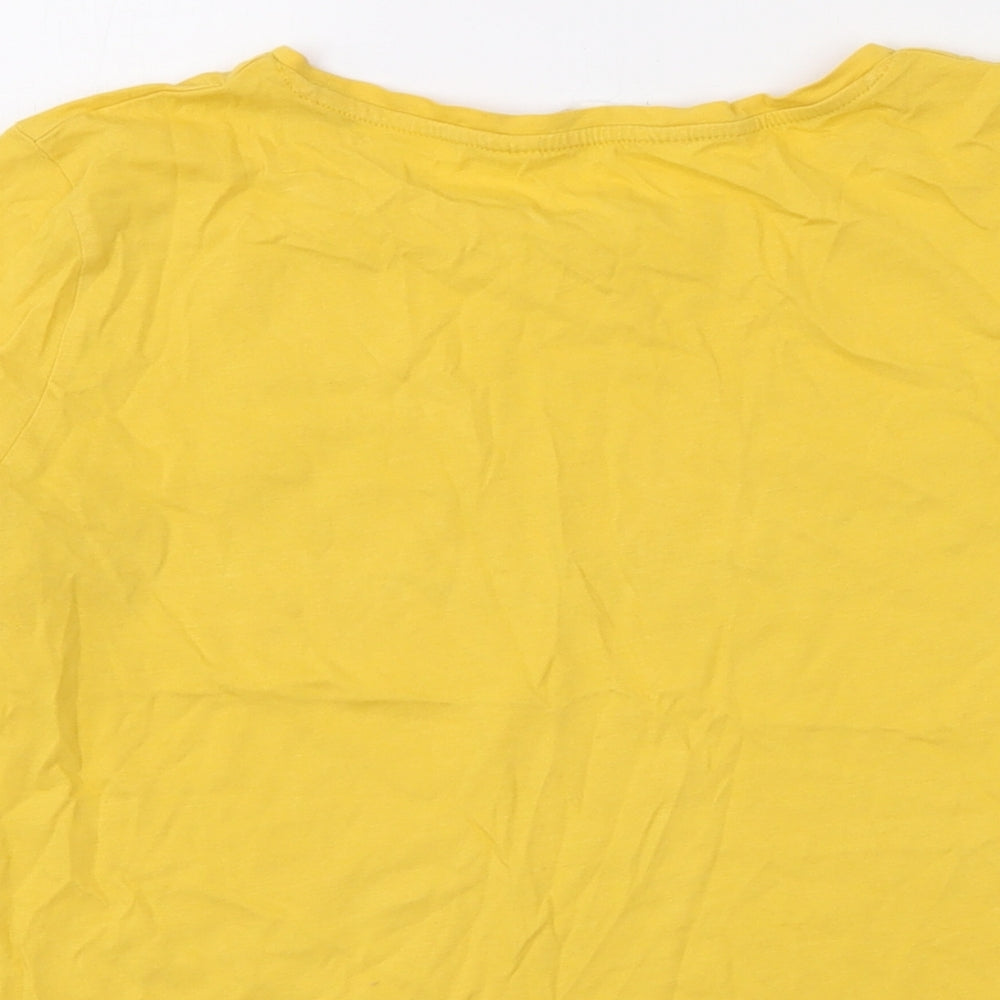 H&M Girls Yellow Cotton Basic T-Shirt Size 12-13 Years Round Neck Pullover
